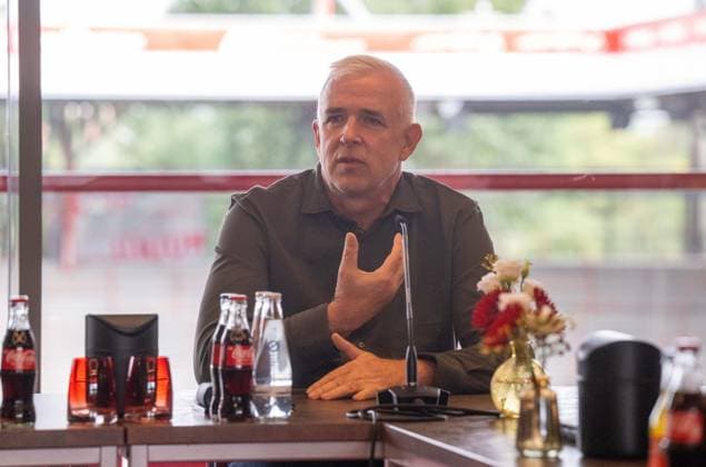 Fußball, Herren, Saison 2025 2026, 1. Bundesliga, 1. FC Union Berlin, Medienrunde mit Präsident Dirk Zingler (1. FC Union) zum aktuellen Stand zur geplanten Erweiterung des Stadions An der Alten Försterei, 30.09. 2025, Copyright: xMatthiasxKochx