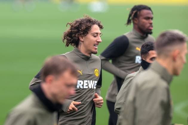 30.09.2025, Abschlusstraining zum UEFA Champions League Spiel zwischen Borussia Dortmund und Atletico Bilbao, v. l. Fabio Silva (Borussia Dortmund), Dortmund Trainingsgelände Borussia Dortmund NRW Deutschland xRHR-FOTO DEx Copyright: DennisxEwert RHR-FOTOx RHR-FOTO DE