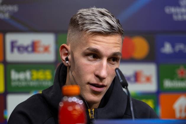 30.09.2025, Pressekonferenz zum UEFA Champions League Spiel zwischen Borussia Dortmund und Atletico Bilbao, Nico Schlotterbeck (Borussia Dortmund), Dortmund Trainingsgelände Borussia Dortmund NRW Deutschland xRHR-FOTO DEx Copyright: DennisxEwert RHR-FOTOx RHR-FOTO DE