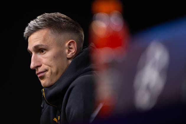 30.09.2025, Pressekonferenz zum UEFA Champions League Spiel zwischen Borussia Dortmund und Atletico Bilbao, Nico Schlotterbeck (Borussia Dortmund), Dortmund Trainingsgelände Borussia Dortmund NRW Deutschland xRHR-FOTO DEx Copyright: DennisxEwert RHR-FOTOx RHR-FOTO DE