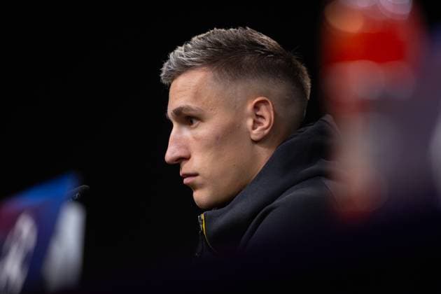 30.09.2025, Pressekonferenz zum UEFA Champions League Spiel zwischen Borussia Dortmund und Atletico Bilbao, Nico Schlotterbeck (Borussia Dortmund), Dortmund Trainingsgelände Borussia Dortmund NRW Deutschland xRHR-FOTO DEx Copyright: DennisxEwert RHR-FOTOx RHR-FOTO DE