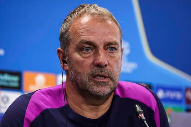 September 30, 2025, Sant Joan Despi, Barcelona, SPAIN: Hansi Flick, head coach of FC Barcelona, Barca attends his press conference, PK, Pressekonferenz during the training day of FC Barcelona ahead the UEFA Champions League 2025 26, football match against Paris Saint-Germain at Ciudad Esportiva Joan Gamper on September 30, 2025 in Sant Joan Despi, Barcelona, Spain. Sant Joan Despi SPAIN - ZUMAa181 20250930_zaa_a181_060 Copyright: xJavierxBorregox