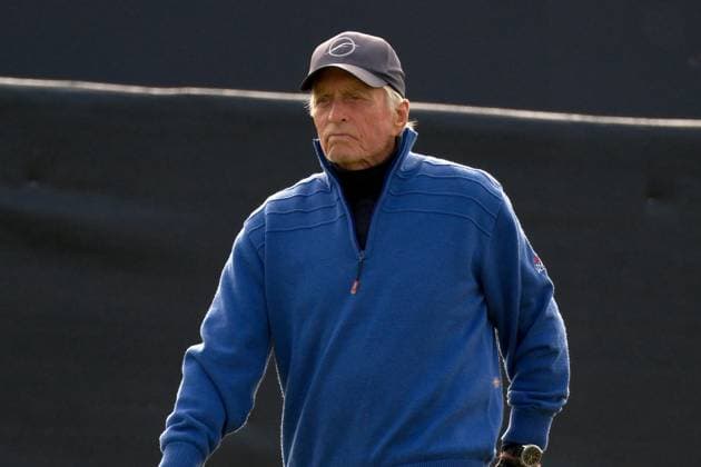 UK: The Alfred Dunhill Links Championship at The Old Course, St Andrews, Scotland on 30 September 2025: Pictured: Actor Michael Douglas on the 1st green during a practice round at the Alfred Dunhill Links Championship 2025 at the Old Course, St Andrews St Andrews The Old Course Scotland Copyright: xAlexxToddx