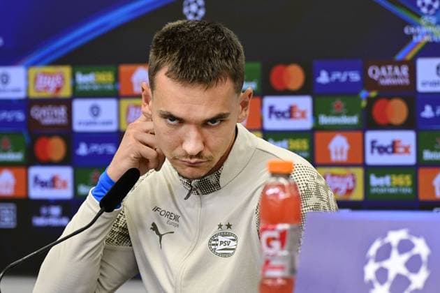 LEVERKUSEN - PSV goalkeeper Matej Kovar during the press conference, PK, Pressekonferenz before the Champions League match against Bayer Leverkusen. ANP OLAF KRAAK xVIxANPxSportx xxANPxIVx 537953427 originalFilename: 537953427.jpg