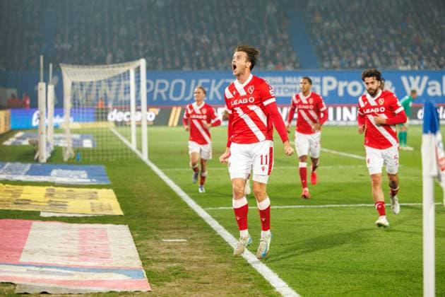 Torjubel 0:1 Torschütze Nr.11 Moritz Hannemann (FCE) ; GER, FC Hansa Rostock vs. FC Energie Cottbus, Fußball, Männer, 3. Liga, 09.Spieltag, Spielzeit 2025 2026, 30.09.2025 Rostock Ostseestadion Mecklenburg - Vorpommern Deutschland