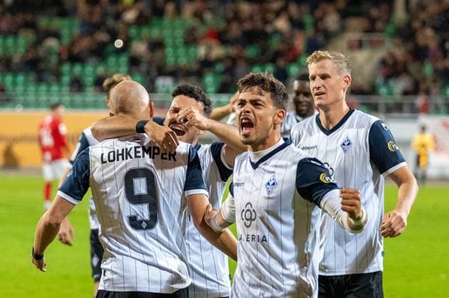 Deutschland: Fussball 3. Liga, 9. Spieltag 2025 2026, TSV Havelse-Waldhof Mannheim am 30.09. in Hannover (Eilenriede-Stadion): Torjubel zum 0:2 Copyright: xSvenxHeidmannx