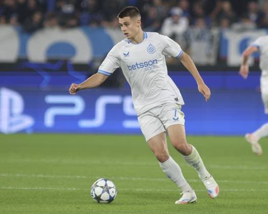 Nicolo Tresoldi of Club Brugge play the ball during Atalanta BC vs Club Brugge, Chanpions League 2025-26 League phase, Matchday 2Â°, game at New Balance Arena in Bergamo (BG), Italy, on September 30, 2025.  Copyright: xDavidexCasentini IPAxSportx xipa-agency.netx xx IPA_65972273 IPA_Agency_IPA65972273