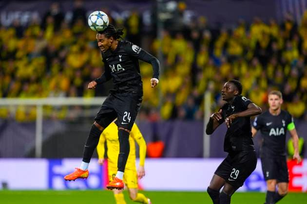UEFA Champions League 2025 2026 Bodo Glimt Tottenham Bodo 20250930 Tottenham s Djed Spence left and Pape Matar Sarr during the Champions League match between Bodo Glimt and Tottenham at Aspmyra Stadium Photo Lise Aserud NTB Bodo Norway EDITORIAL USE ONLY RESTRICTED USE FOR BETTING COMPANIES  Copyright: xLisexAserudx xNTBx