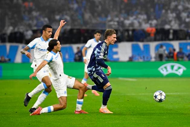 FOOTBALL : Olympique de Marseille VS AFC Ajax Amsterdam - Champions League - 30 09 2025 Mika Godts (AFC Ajax) - Champions League match between Olympique de Marseille and AFC Ajax Amsterdam on September 30, 2025 at the Orange Velodrome Stadium in Marseille. MarseilleFrance  Copyright: xWilliamxCannarellax