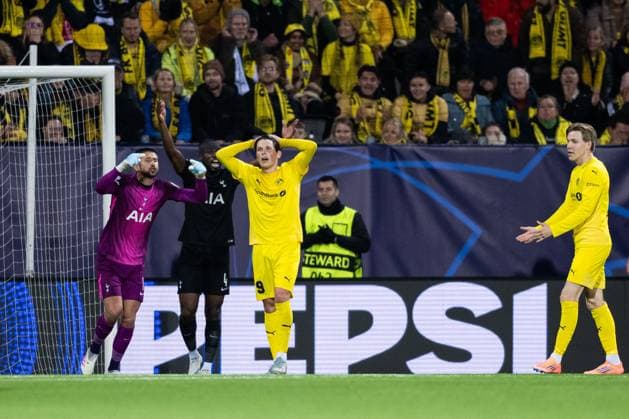 250930 Sondre Brunstad Fet of Bodo Glimt looks dejected during the UEFA Champions League football match between Bodo Glimt and Tottenham on September 30, 2025 in Bodo. Photo: Marius Simensen BILDBYRAN COP 238 MM0044 bbeng football fotball fotboll soccer uefa champions league mesterligaen bodo glimt tottenham hotspur spurs depp Copyright: MARIUSxSIMENSEN BB250930BB943