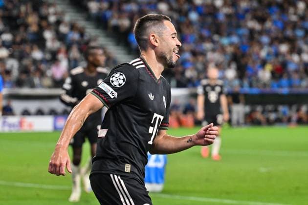 UEFA Champions League; Paphos FC - FC Bayern München; 30.09.2025 Jubel nach dem Treffer zum 0-2 durch Raphael GUERREIRO (FC Bayern Muenchen 22) Tor Torschuetze Freude Happy UEFA Champions League: Paphos FC - FC Bayern München; Alphamega Stadium am 30.09.2025 Copyright: xBEAUTIFULxSPORTS Goldbergx