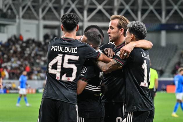 UEFA Champions League; Paphos FC - FC Bayern München; 30.09.2025 Jubel nach dem Treffer zum 0-2 durch Raphael GUERREIRO (FC Bayern Muenchen 22) Tor Torschuetze Freude Happy UEFA Champions League: Paphos FC - FC Bayern München; Alphamega Stadium am 30.09.2025 Copyright: xBEAUTIFULxSPORTS Goldbergx