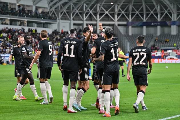 UEFA Champions League; Paphos FC - FC Bayern München; 30.09.2025 Jubel nach dem Treffer zum 0-2 durch Raphael GUERREIRO (FC Bayern Muenchen 22) Tor Torschuetze Freude Happy UEFA Champions League: Paphos FC - FC Bayern München; Alphamega Stadium am 30.09.2025 Copyright: xBEAUTIFULxSPORTS Goldbergx