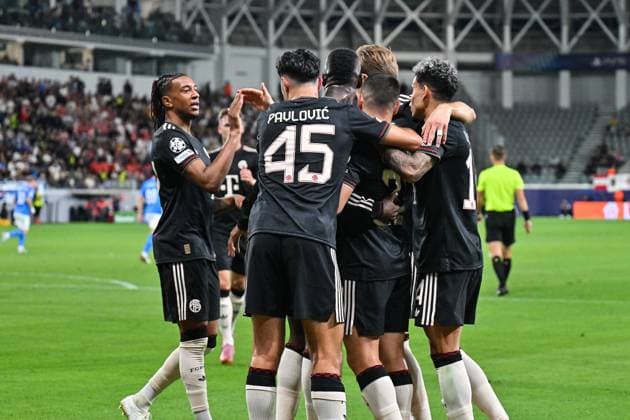 UEFA Champions League; Paphos FC - FC Bayern München; 30.09.2025 Jubel nach dem Treffer zum 0-2 durch Raphael GUERREIRO (FC Bayern Muenchen 22) Tor Torschuetze Freude Happy UEFA Champions League: Paphos FC - FC Bayern München; Alphamega Stadium am 30.09.2025 Copyright: xBEAUTIFULxSPORTS Goldbergx