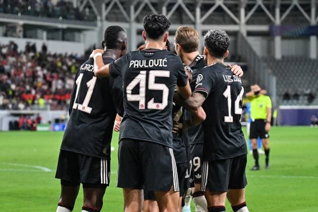 UEFA Champions League; Paphos FC - FC Bayern München; 30.09.2025 Jubel nach dem Treffer zum 0-2 durch Raphael GUERREIRO (FC Bayern Muenchen 22) Tor Torschuetze Freude Happy UEFA Champions League: Paphos FC - FC Bayern München; Alphamega Stadium am 30.09.2025 Copyright: xBEAUTIFULxSPORTS Goldbergx