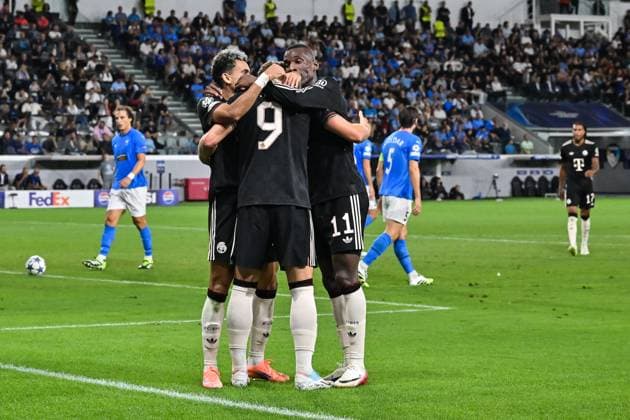 UEFA Champions League; Paphos FC - FC Bayern München; 30.09.2025 Jubel nach dem Treffer zum 0-4 durch Harry KANE (FC Bayern Muenchen 9) Tor Torschuetze Freude Happy UEFA Champions League: Paphos FC - FC Bayern München; Alphamega Stadium am 30.09.2025 Copyright: xBEAUTIFULxSPORTS Goldbergx