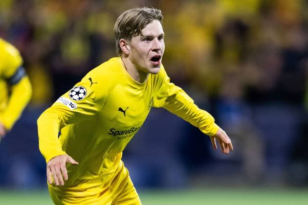 250930 Jens Petter Hauge of Bodo Glimt celebrates after 1-0 during the UEFA Champions League football match between Bodo Glimt and Tottenham on September 30, 2025 in Bodo. Photo: Marius Simensen BILDBYRAN COP 238 MM0044 bbeng football fotball fotboll soccer uefa champions league mesterligaen bodo glimt tottenham hotspur spurs jubel Copyright: MARIUSxSIMENSEN BB250930ZO002