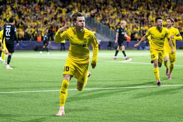 250930 Jens Petter Hauge of Bodo Glimt celebrates after 1-0 during the UEFA Champions League football match between Bodo Glimt and Tottenham on September 30, 2025 in Bodo. Photo: Marius Simensen BILDBYRAN COP 238 MM0044 bbeng football fotball fotboll soccer uefa champions league mesterligaen bodo glimt tottenham hotspur spurs jubel Copyright: MARIUSxSIMENSEN BB250930ZZ002