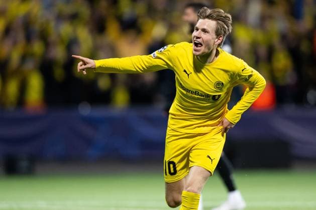 250930 Jens Petter Hauge of Bodo Glimt celebrates after 2-0 during the UEFA Champions League football match between Bodo Glimt and Tottenham on September 30, 2025 in Bodo. Photo: Marius Simensen BILDBYRAN COP 238 MM0044 bbeng football fotball fotboll soccer uefa champions league mesterligaen bodo glimt tottenham hotspur spurs jubel Copyright: MARIUSxSIMENSEN BB250930ZQ002