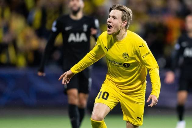 250930 Jens Petter Hauge of Bodo Glimt celebrates after 2-0 during the UEFA Champions League football match between Bodo Glimt and Tottenham on September 30, 2025 in Bodo. Photo: Marius Simensen BILDBYRAN COP 238 MM0044 bbeng football fotball fotboll soccer uefa champions league mesterligaen bodo glimt tottenham hotspur spurs jubel Copyright: MARIUSxSIMENSEN BB250930ZO010