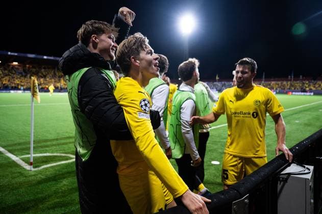 250930 Jens Petter Hauge of Bodo Glimt celebrates after 2-0 during the UEFA Champions League football match between Bodo Glimt and Tottenham on September 30, 2025 in Bodo. Photo: Marius Simensen BILDBYRAN COP 238 MM0044 bbeng football fotball fotboll soccer uefa champions league mesterligaen bodo glimt tottenham hotspur spurs jubel Copyright: MARIUSxSIMENSEN BB250930ZY005