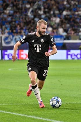 UEFA Champions League; Paphos FC - FC Bayern München; 30.09.2025 am Ball Konrad LAIMER (FC Bayern Muenchen 27) Einzelfoto Freisteller UEFA Champions League: Paphos FC - FC Bayern München; Alphamega Stadium am 30.09.2025 Copyright: xBEAUTIFULxSPORTS Goldbergx