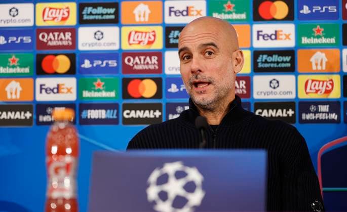 La Turbie, France - September 30, 2025: AS Monaco vs. Manchester City, UEFA Champions League- Group Stage D2 press conference, PK, Pressekonferenz with Coach Josep Pep Guardiola Sala. Mandoga Media Germany AS Monaco vs. Manchester City, UEFA Champions League- Group Stage D2