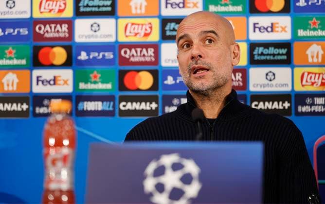 La Turbie, France - September 30, 2025: AS Monaco vs. Manchester City, UEFA Champions League- Group Stage D2 press conference, PK, Pressekonferenz with Coach Josep Pep Guardiola Sala. Mandoga Media Germany AS Monaco vs. Manchester City, UEFA Champions League- Group Stage D2