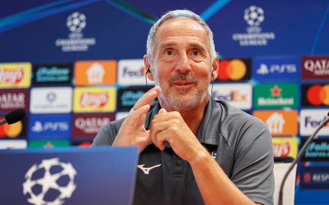 La Turbie, France - September 30, 2025: AS Monaco vs. Manchester City, UEFA Champions League- Group Stage D2 press conference, PK, Pressekonferenz with Coach Adolf Adi Huetter. Mandoga Media Germany AS Monaco vs. Manchester City, UEFA Champions League- Group Stage D2