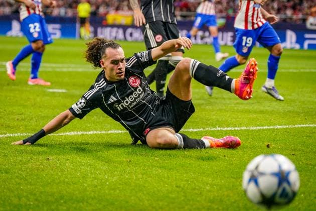 UEFA Champions League 2025 26, 2. Spieltag - Atletico Madrid vs Eintracht Frankfurt - Riyadh Air Metropolitano (Madrid, Spanien): Arthur Theate (Eintracht Frankfurt, 3) Copyright: xJOERANxSTEINSIEKx