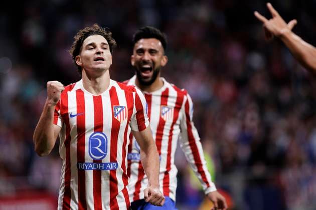 UEFA champions league - Atletico de Madrid vs Eintracht MADRID,SPAIN - 30 September: Julian Alvarez of Atletico de Madrid celebrates a goal during UEFA champions league 2025 26 match between Atletico de Madrid and Eintracht at Riyadh Air Metropolitano Stadium. (Photo by Guillermo Martinez) Madrid Riyadh Air Metropolitano Stadium Spain Copyright: xGuillermoxMartinezx