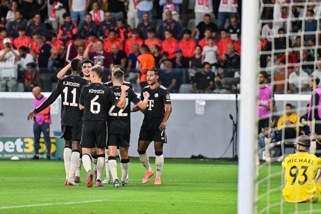 UEFA Champions League; Paphos FC - FC Bayern München; 30.09.2025 Jubel nach dem Treffer zum 1-5 durch Michael OLISE (FC Bayern Muenchen 17) Tor Torschuetze Freude Happy UEFA Champions League: Paphos FC - FC Bayern München; Alphamega Stadium am 30.09.2025 Copyright: xBEAUTIFULxSPORTS Goldbergx
