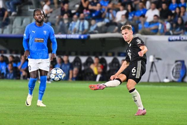 UEFA Champions League; Paphos FC - FC Bayern München; 30.09.2025 Joshua KIMMICH (FC Bayern Muenchen 6) spielt einen Pass UEFA Champions League: Paphos FC - FC Bayern München; Alphamega Stadium am 30.09.2025 Copyright: xBEAUTIFULxSPORTS Goldbergx