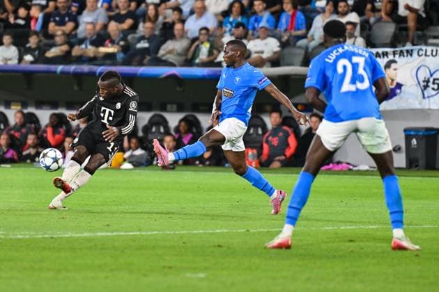 UEFA Champions League; Paphos FC - FC Bayern München; 30.09.2025 in dieser Szene versucht sich Nicolas JACKSON (FC Bayern München 11) mit einem Torschuss UEFA Champions League: Paphos FC - FC Bayern München; Alphamega Stadium am 30.09.2025 Copyright: xBEAUTIFULxSPORTS Goldbergx