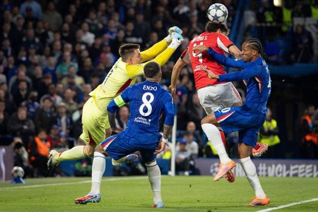 30th September 2025; Stamford Bridge, Chelsea, London, England: Champions League Football, Chelsea versus Benfica; Antonio Silva of Benfica is injured during a collision and subsequent bad fall in front of goal  IanxStephen