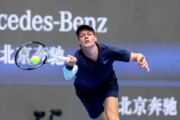 BEIJING, CHINA - OCTOBER 01: Jannik Sinner of Italy competes in the Men s Singles Final match against Learner Tien of the United States on day 10 of the 2025 China Open at the National Tennis Center on October 1, 2025 in Beijing, China.  Copyright: xVCGx 111594383667