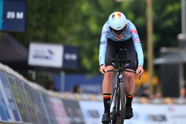 UEC 2025 Road European Championship, EM, Europameisterschaft Drome-Ardeche 01 10 2025 ETOILE-SUR-RHONE, FRANCE - OCTOBER 01 : De Bruyn Elise (Belgium) during the Women Junior Individual Time Trial of the 2025 UEC Road European Championship Drome-Ardeche 10th edition an UCI Continental Championships cycling race of 12.2 km with start in Allex and finish in Etoile-sur-Rhone on October 1, 2025 in Etoile-sur-Rhone, France, 01 10 2025 Etoile-sur-Rhone France  Copyright: xVincentxKalutx