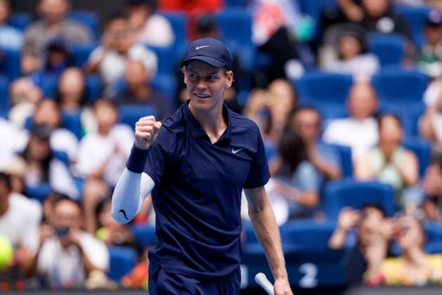 BEIJING, CHINA - OCTOBER 01: Jannik Sinner of Italy reacts in the Men s Singles Final match against Learner Tien of the United States on day 10 of the 2025 China Open at the National Tennis Center on October 1, 2025 in Beijing, China.  Copyright: xVCGx 111594392691