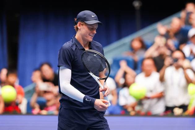 BEIJING, CHINA - OCTOBER 01: Jannik Sinner of Italy reacts in the Men s Singles Final match against Learner Tien of the United States on day 10 of the 2025 China Open at the National Tennis Center on October 1, 2025 in Beijing, China.  Copyright: xVCGx 111594389060