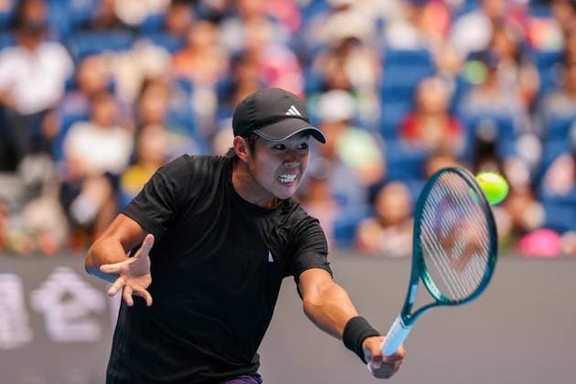 BEIJING, CHINA - OCTOBER 01: Learner Tien of the United States competes in the Men s Singles Final match against Jannik Sinner of Italy on day 10 of the 2025 China Open at the National Tennis Center on October 1, 2025 in Beijing, China.  Copyright: xVCGx 111594385837