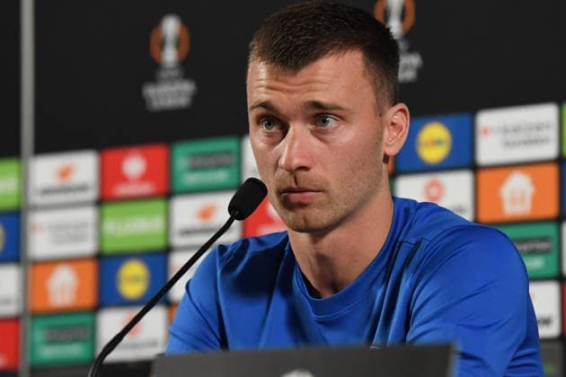 Genk s Bryan Heynen pictured during a press conference, PK, Pressekonferenz of Belgian soccer team KRC Genk, on Wednesday 01 October 2025, in Genk. The team will play the Hungarian Ferencvarosi TC on Thursday, second game (out of 8) in the league phase of the UEFA Europa League competition. JILLxDELSAUX  x135817221x