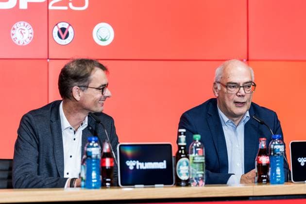 Cologne Cup25 Pressekonferenz; 01.10.2025 Dr. Andreas Dartsch (stv. Vorstandsvorsitzender Sparkasse KölnBonn), Dirk Brennecke (Geschäftsführer Fußball-Verband Mittelrhein) Pressekonferenz Cologne Cup25; RheinEnergiestadion, 01.10.2025 Copyright: xBEAUTIFULxSPORTS Wunderlx