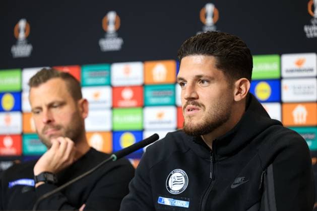 SOCCER - UEFA EL, Sturm vs Glasgow GRAZ,AUSTRIA,01.OCT.25 - SOCCER - UEFA Europa League, SK Sturm Graz vs Glasgow Rangers FC, preview, press conference, PK, Pressekonferenz Sturm. Image shows Emir Karic (Sturm).  GEPAxpictures xMarioxBuehner-Weinrauch