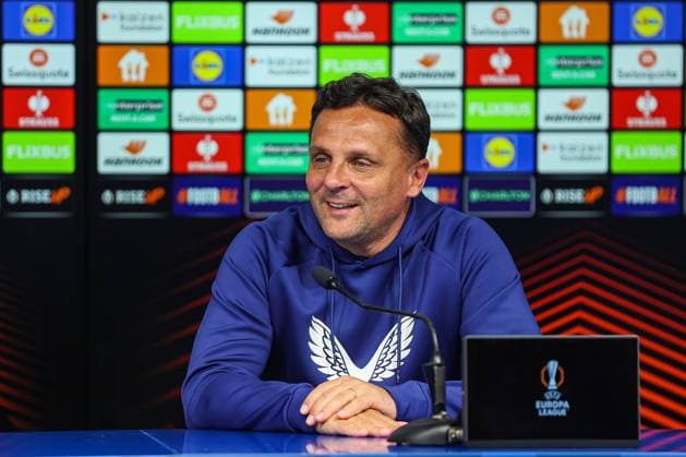 PXL_GNK Dinamo press conference, PK, Pressekonferenz Mario Kovacevic during GNK Dinamo press conference at Maksimir stadium in Zagreb, Croatia on 01. October 2025 before UEFA Europa league match with Maccabi Tel Aviv FC.  GoranxStanzl PIXSELL