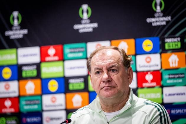 SLOVAN BRATISLAVA - STRASBOURG Head coach of Slovan Vladimir Weiss sr during the press conference, PK, Pressekonferenz ahead of the league phase of UEFA Conference league football match between SK Slovan Bratislava and RC Strasbourg Alsace. Bratislava, Slovakia, October 02, 2025. Copyright: xx 080A8558