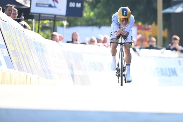 UEC 2025 Road European Championship, EM, Europameisterschaft Drome-Ardeche 01 10 2025 ETOILE-SUR-RHONE, FRANCE - OCTOBER 01 : Evenepoel Remco (Belgium) during the Men Elite Individual Time Trial of the 2025 UEC Road European Championship Drome-Ardeche 10th edition an UCI Continental Championships cycling race of 24 km with start in Loriol-sur-Drome and finish in Etoile-sur-Rhone on October 1, 2025 in Etoile-sur-Rhone, France, 01 10 2025 Etoile-sur-Rhone France  Copyright: xVincentxKalutx