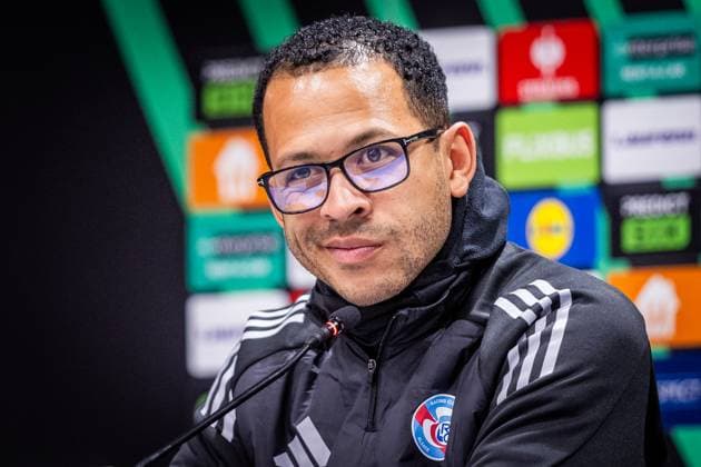 SLOVAN BRATISLAVA - STRASBOURG Head coach of Strasbourg Liam Rosenior during the press conference, PK, Pressekonferenz ahead of the league phase of UEFA Conference league football match between SK Slovan Bratislava and RC Strasbourg Alsace. Bratislava, Slovakia, October 01, 2025. Copyright: xx 080A9264
