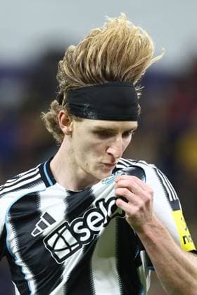 Newcastle?s Anthony Gordon celebrates after scoring during a game between Belgian soccer team Royale Union Saint-Gilloise and English team Newcastle United FC, in Brussels, on Wednesday 01 October 2025, on the second day of the League phase of the UEFA Champions League tournament. BRUNOxFAHY  x135852499x