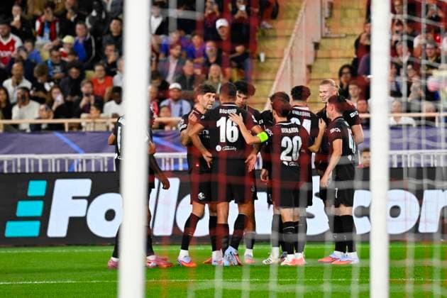 FOOTBALL : AS Monaco VS Manchester City FC - Champions League - 01 10 2025 Joy MCFC - But Erling Haaland - Champions League match between AS Monaco and Manchester City FC on October 1st, 2025 at the Louis II Stadium in Monaco. MonacoMonaco  Copyright: xWilliamxCannarellax