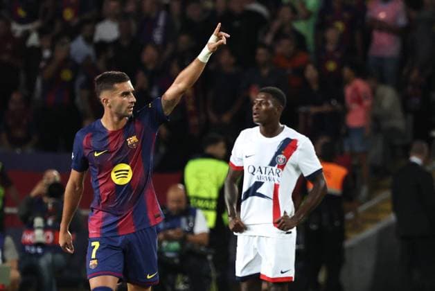 RECORD DATE NOT STATED Barcelone - Psg PHOTOPQR LE PARISIEN Fred Dugit ; Barcelone ; ; Stade olympique Lluís Companys de Barcelone (Espagne), le 01 10 2025 2e journée de Ligue des Champions Barcelone - Psg Paris Ferran Torres